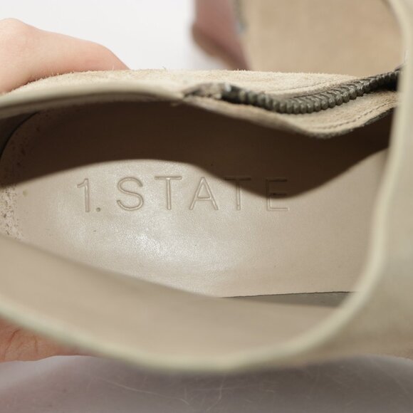 1.STATE Womens Kaleb Boot Size 9 Tan Taupe Suede Wedge Heel Zip Up Bootie - Picture 11 of 13